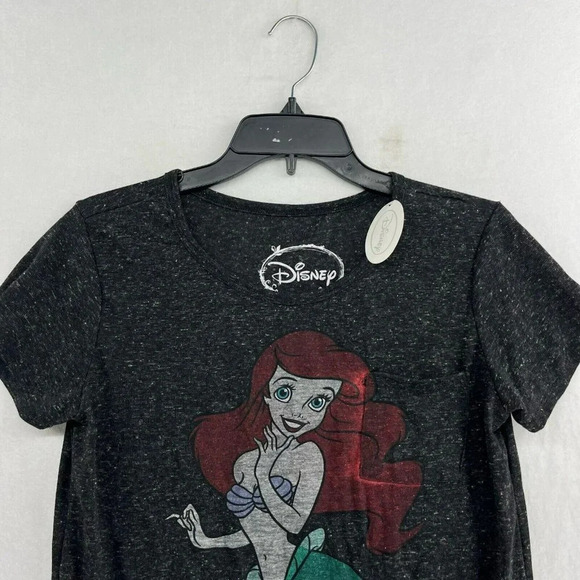 Disney Little Mermaid Women's T Shirt Sz M Black Round Neck Short Sleeve Pocket - Picture 6 of 11
